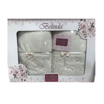 Set Belinda de 2 prosoape , cu doua fete crem Set Belinda de 2 prosoape , cu doua fete crem