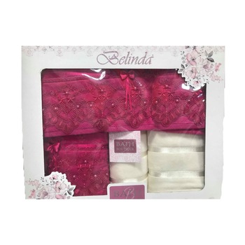 Set Belinda de 4 prosoape , cu doua fete , fucsia Set Belinda de 4 prosoape , cu doua fete , fucsia
