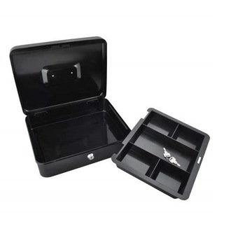 Caseta metalica pentru bani EVOffice, incuietoare + 2 chei, 30x24 cm, neagra Caseta metalica pentru bani EVOffice, incuietoare + 2 chei, 30x24 cm, neagra