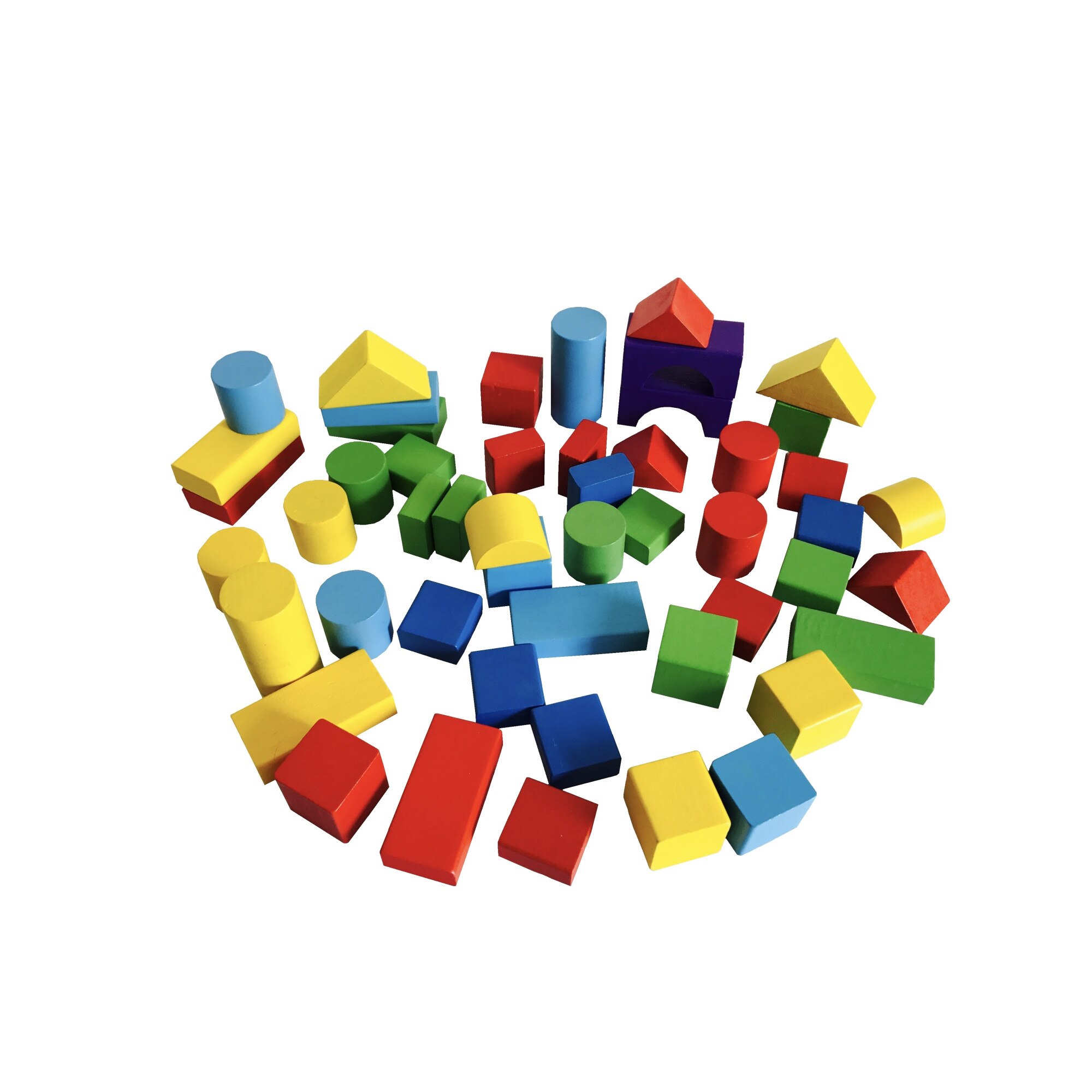 Set 50 cuburi din lemn multicolore - eMAG.ro