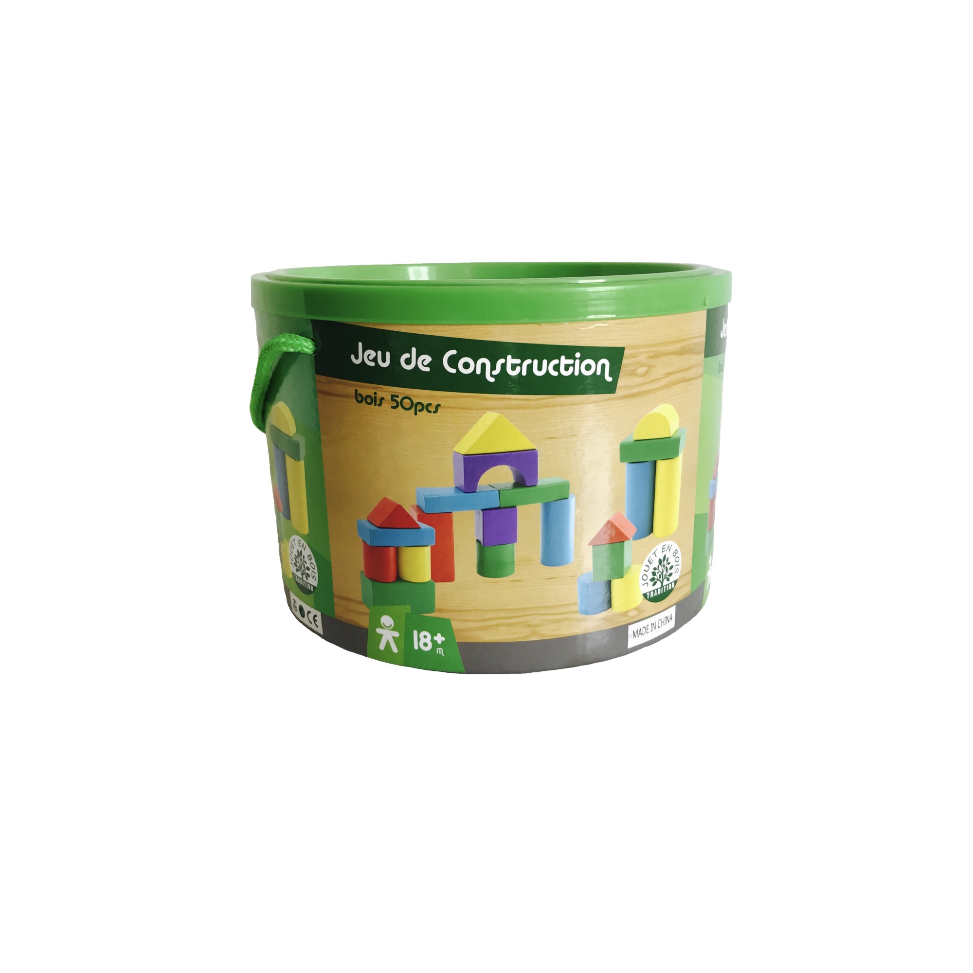 Set 50 cuburi din lemn multicolore - eMAG.ro