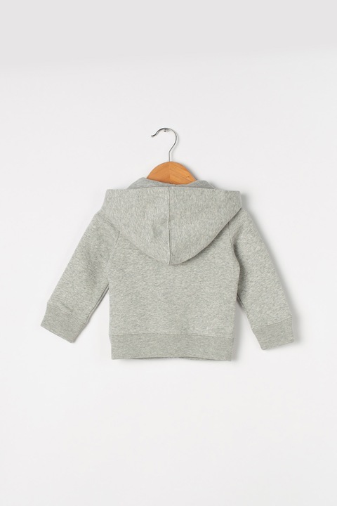 GAP, Hanorac cu fermoar si imprimeu logo, Gri deschis melange, 95 CM Standard