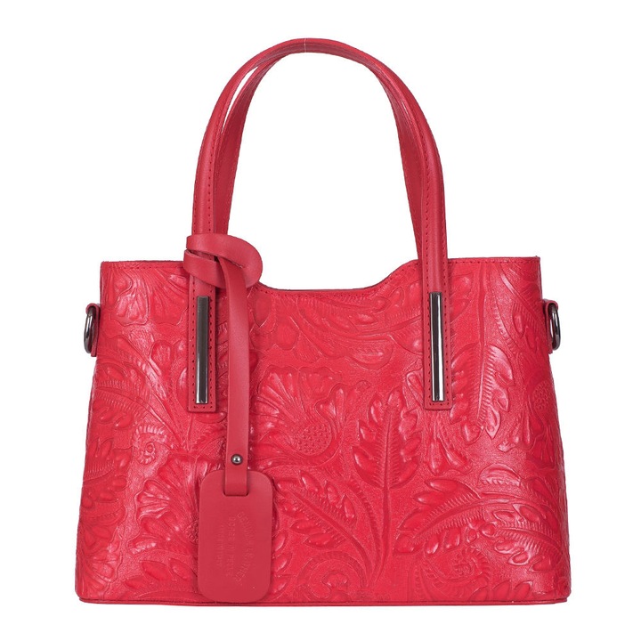 Természetes bőr táska virágmintás Samantha red