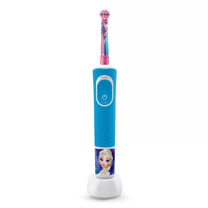 Oral-B Vitality D100 Jégvarázs Elektromos fogkefe gyerekeknek, 7600 oszcillálás/perc, 2D tisztítás, 2 program, 1 fej, 4 Matrica, Kék