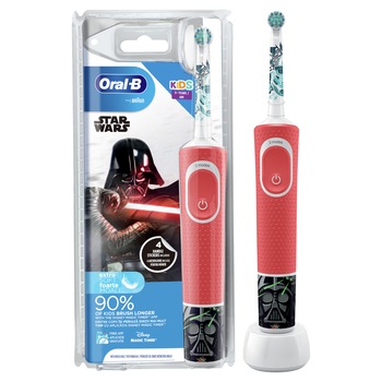 Periuta de dinti electrica Oral-B D100 Vitality Star Wars pentru copii 7600 oscilatii/min, Curatare 2D, 2 programe, 1 capat, 4 stickere incluse, Multicolor Periuta de dinti electrica Oral-B D100 Vitality Star Wars pentru copii 7600 oscilatii/min, Curatare 2D, 2 programe, 1 capat, 4 stickere incluse, Multicolor