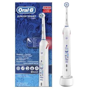 Periuta de dinti electrica Oral-B Junior Smart pentru copii 6+ ani 45000 pulsatii/min, 9900 oscilatii/min, Curatare 3D, 3 programe, 1 capat, Bluetooth, Alb Periuta de dinti electrica Oral-B Junior Smart pentru copii 6+ ani 45000 pulsatii/min, 9900 oscilatii/min, Curatare 3D, 3 programe, 1 capat, Bluetooth, Alb