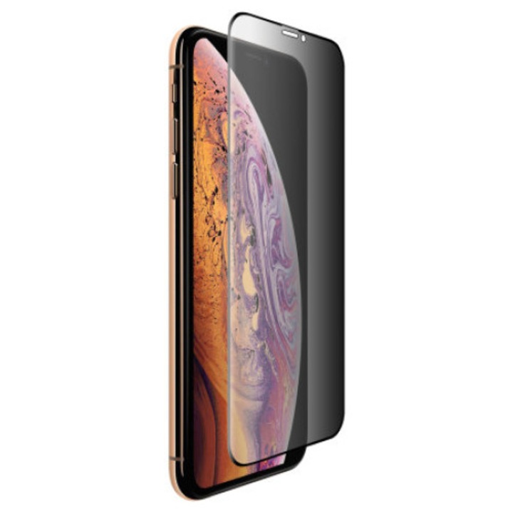 Privacy Glass Film, съвместим с iPhone XR, iPhone 11, Full Cover 3D защита на екрана, Full Glue, Joyshell - черен