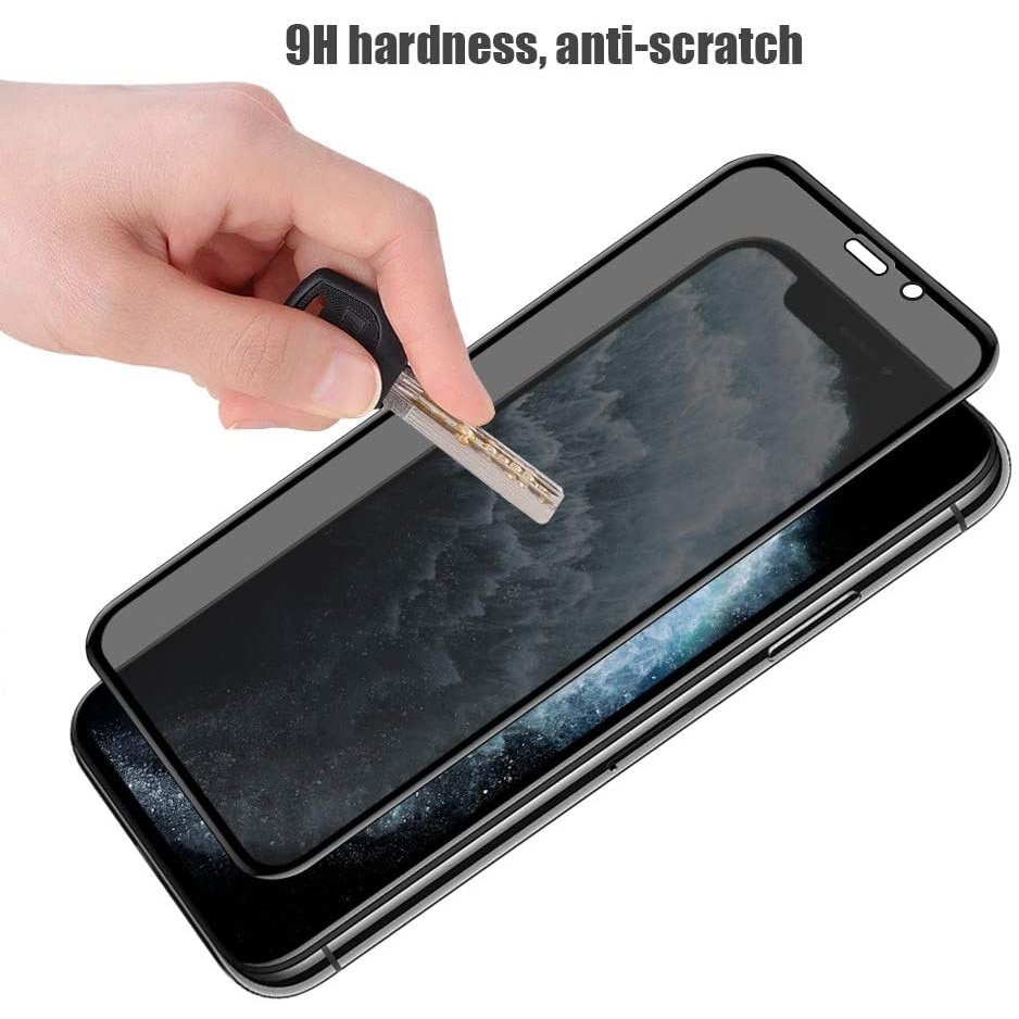 Folie Sticla Privacy compatibila cu iPhone X / XS, Protectie Ecran Full Cover 3D, Full Glue, Joyshell© - Negru