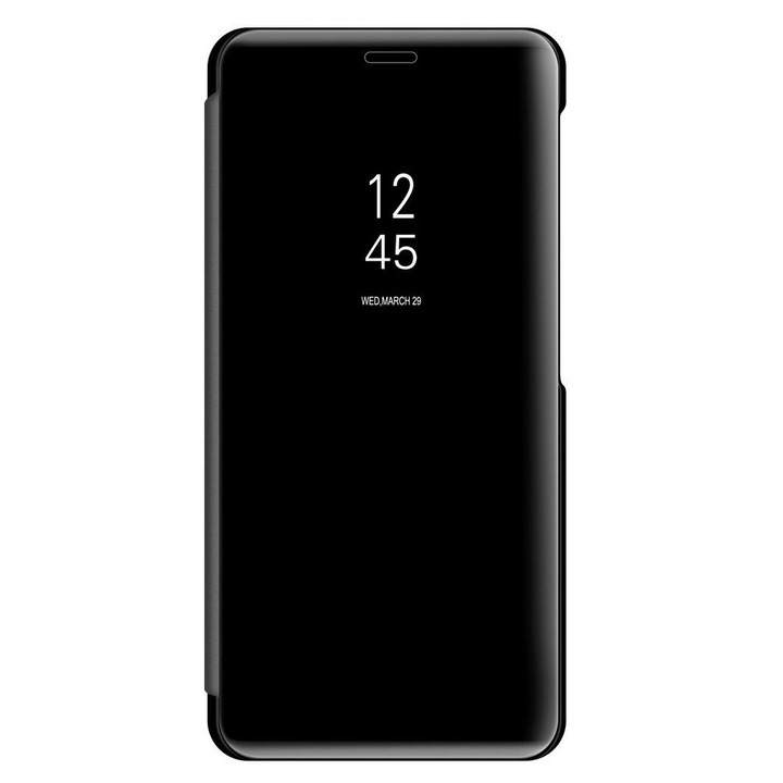 Kompatibilis Samsung Galaxy A40 flip tok fekete Clear View