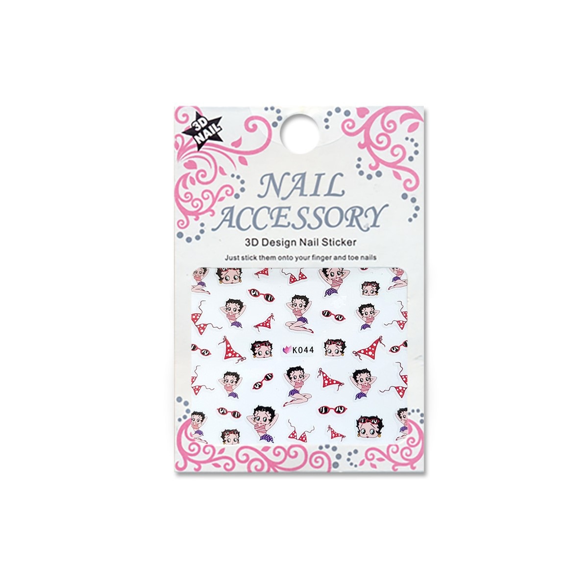 Decoratiuni cu efect acrilic 3D, MoonbasaNails, K044, Model Betty Boop 4, Multicolor