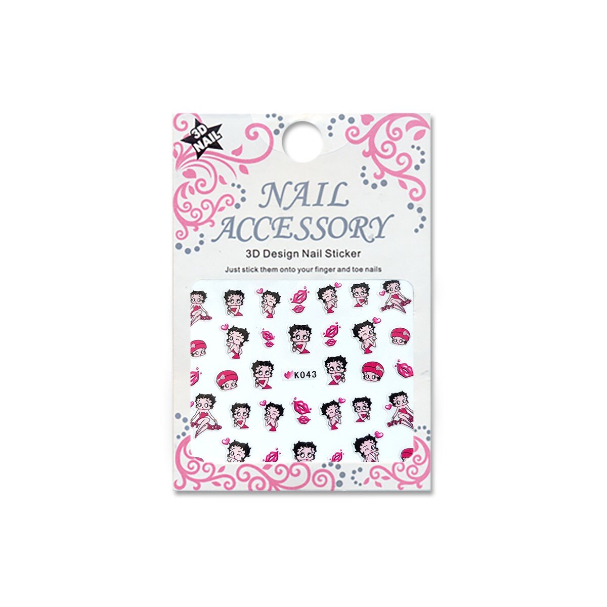 Decoratiuni cu efect acrilic 3D, MoonbasaNails, K043, Model Betty Boop 3, Multicolor