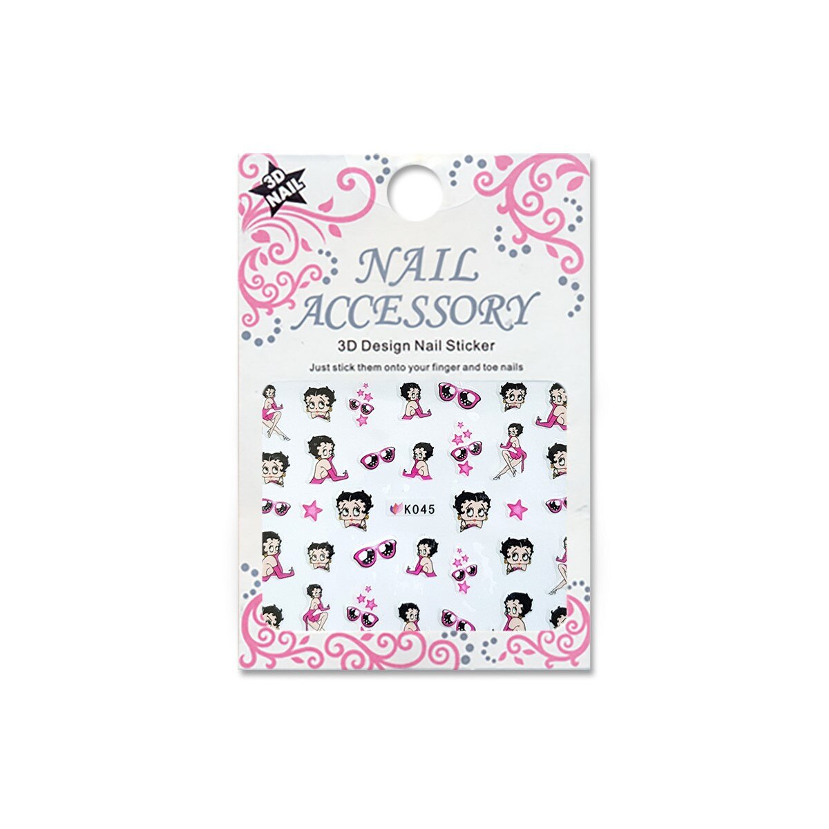 Decoratiuni cu efect acrilic 3D, MoonbasaNails, K045, Model Betty Boop 5, Multicolor