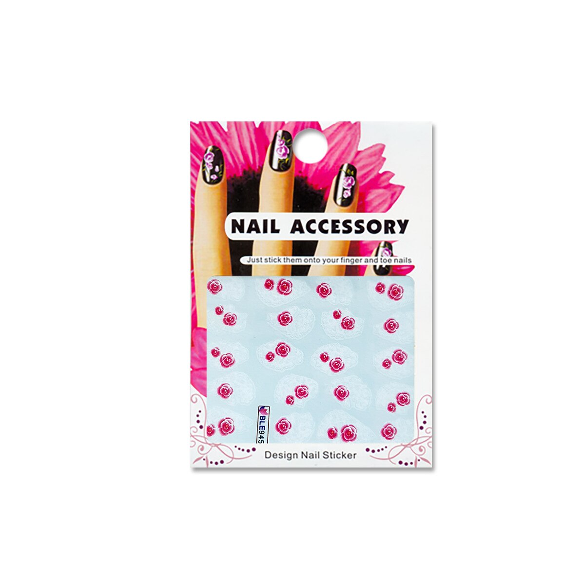 Tatuaj sticker cu efect acrilic pentru decor unghii BLE-945, MoonbasaNails, Multicolor