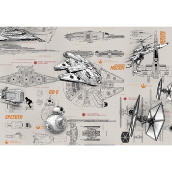 Fototapet copii Star Wars Komar 8-493 Gri/Portocaliu 368 X 254cm ( LxI ) Fototapet copii Star Wars Komar 8-493 Gri/Portocaliu 368 X 254cm ( LxI )