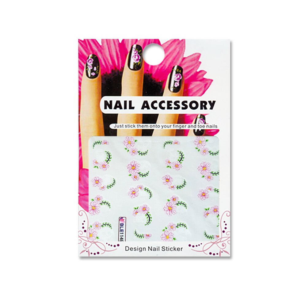 Tatuaj sticker cu efect acrilic pentru decor unghii BLE1149, MoonbasaNails, Multicolor