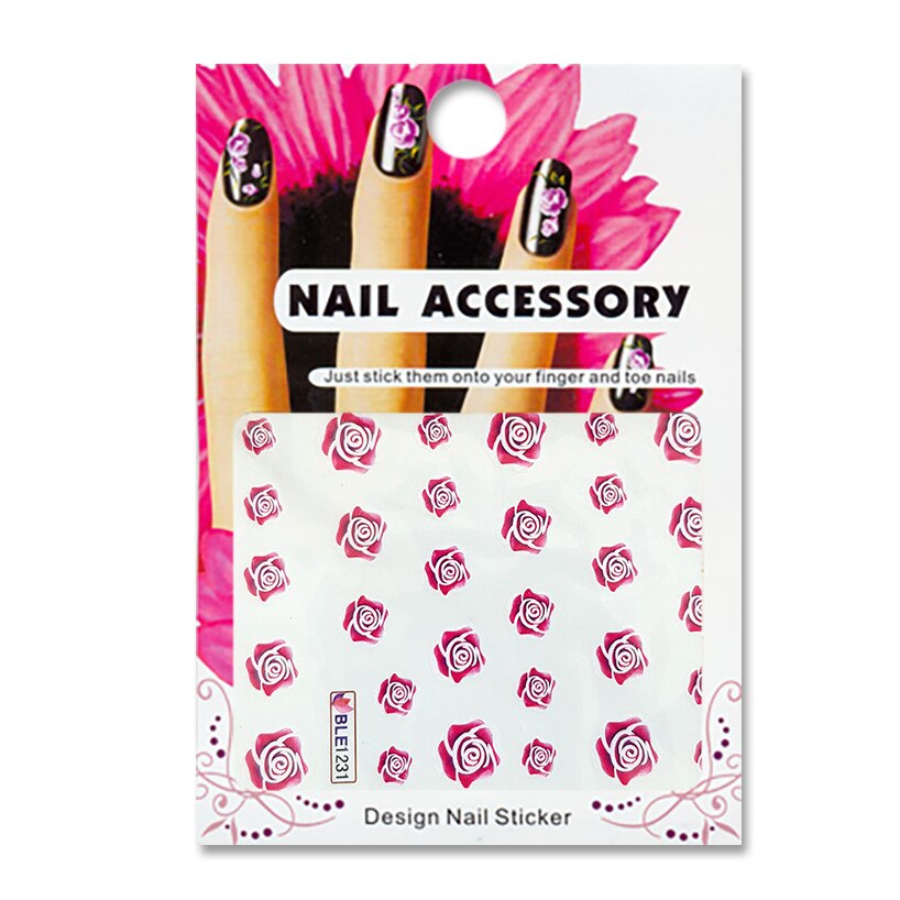 Tatuaj sticker cu efect acrilic pentru decor unghii BLE1231, MoonbasaNails, Multicolor