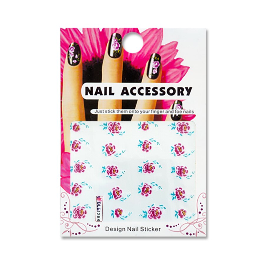 Tatuaj sticker cu efect acrilic pentru decor unghii BLE1268, MoonbasaNails, Multicolor