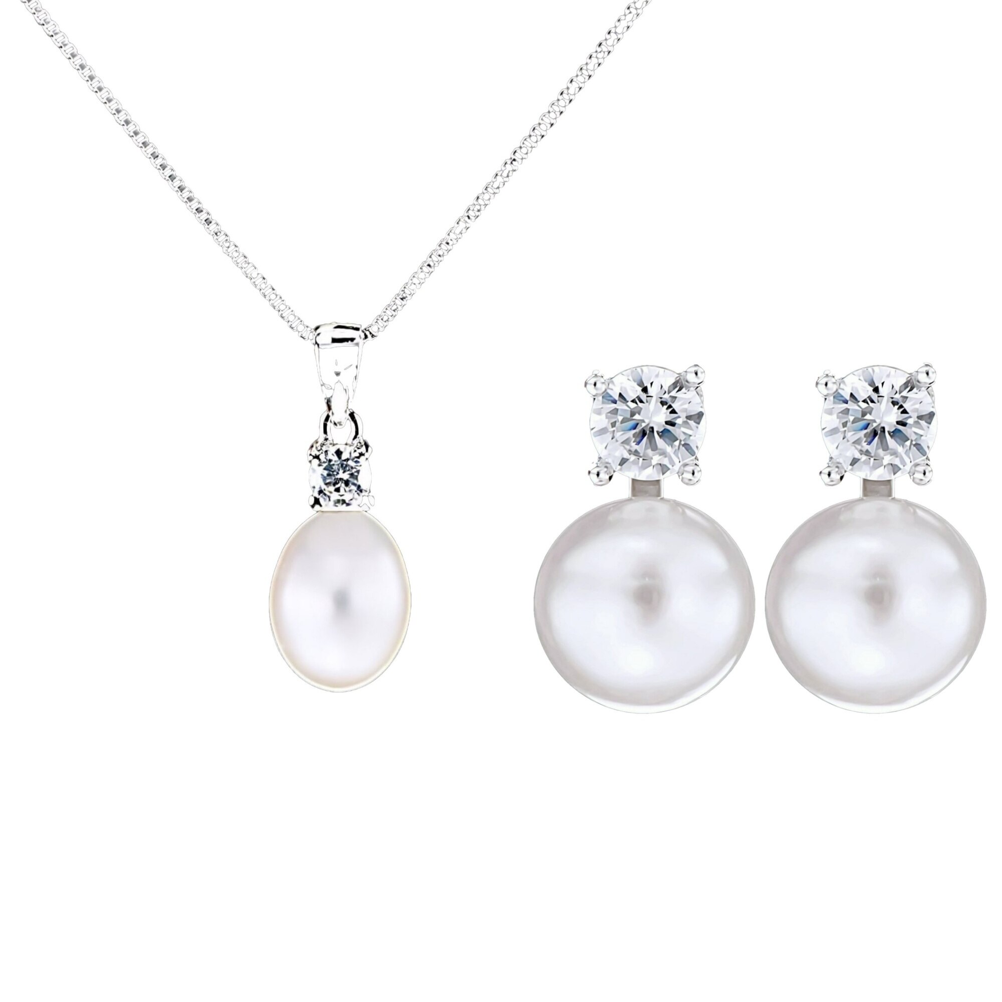 Set din Argint 925 cu Perle Naturale si Diamante, Diana