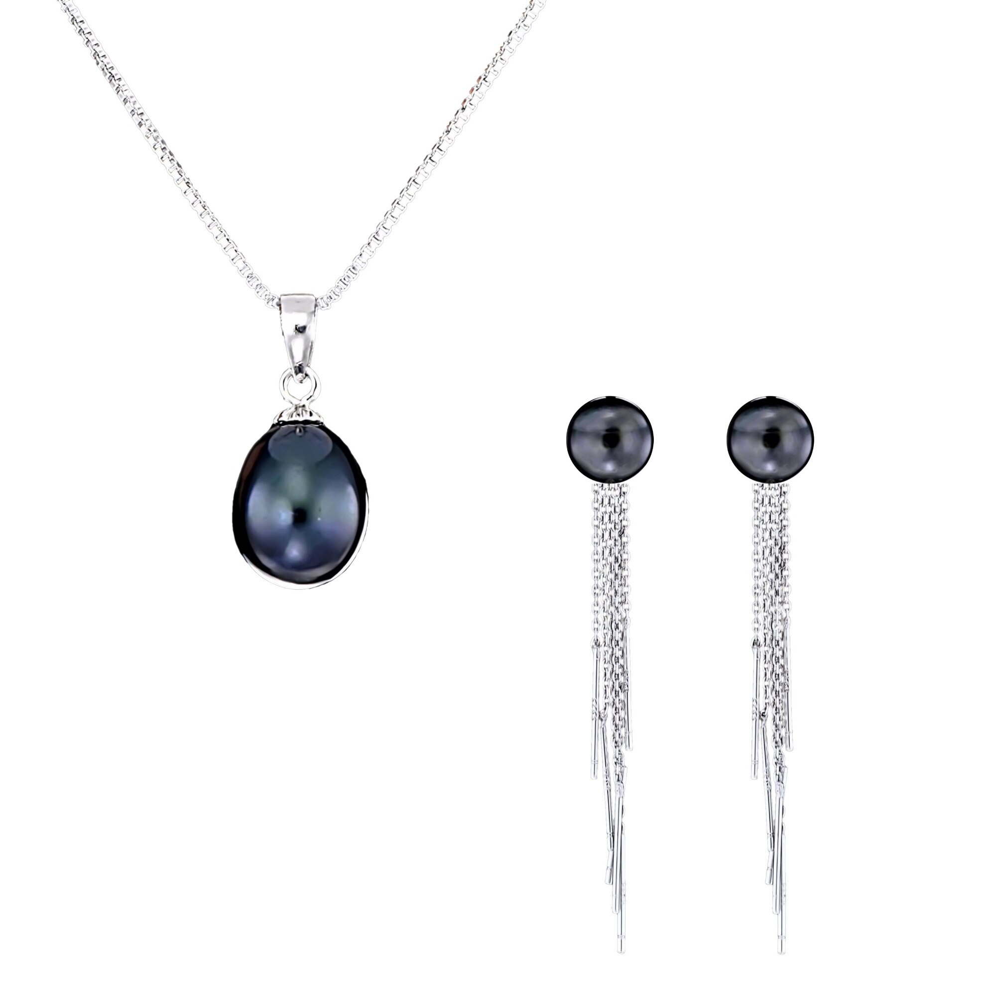 Set din Argint 925 cu Perle Naturale, Beatrice Black