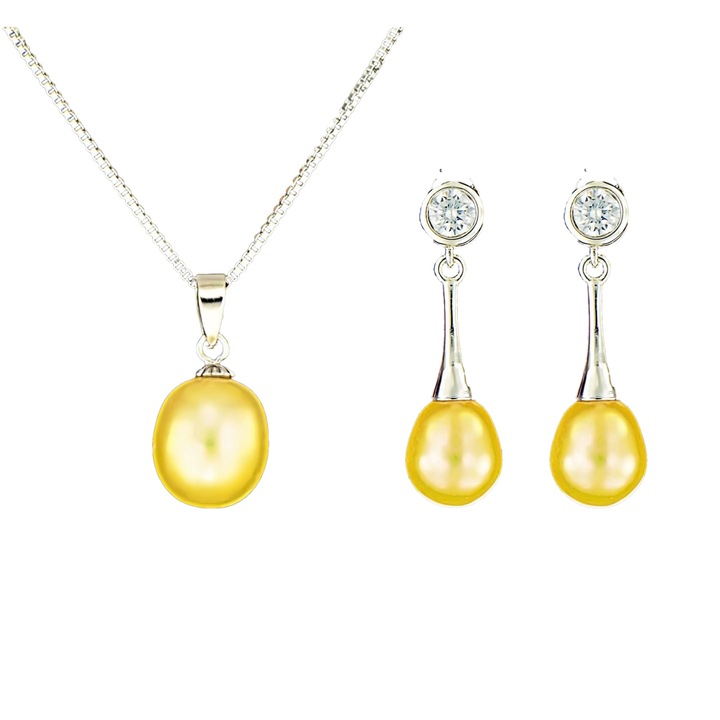 Set din Argint 925 cu Perle Naturale si Diamante, Giuliadwqf