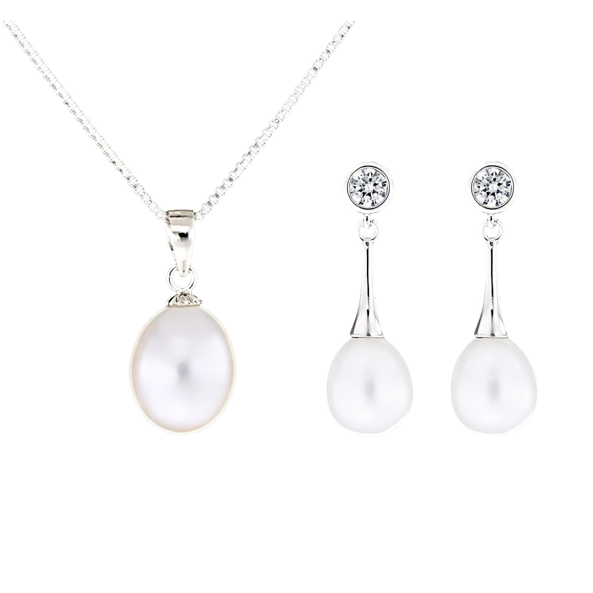 Set din Argint 925 cu Perle Naturale si Diamante, Giulia White