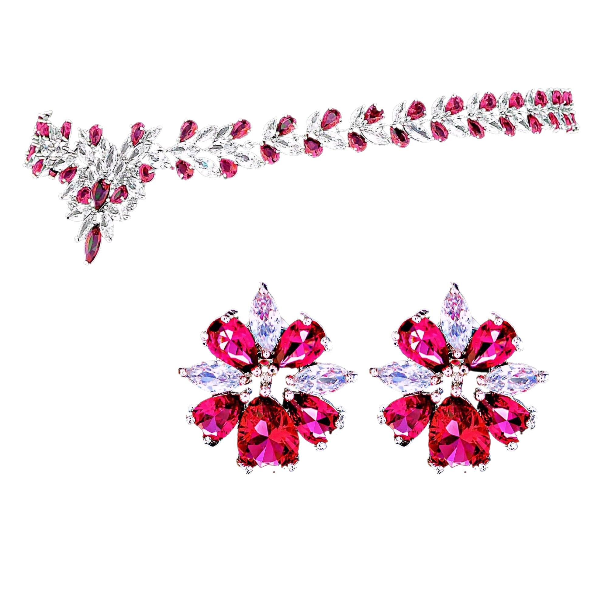 Set placat cu Aur 18K si Diamante, Iris Platinum & Red