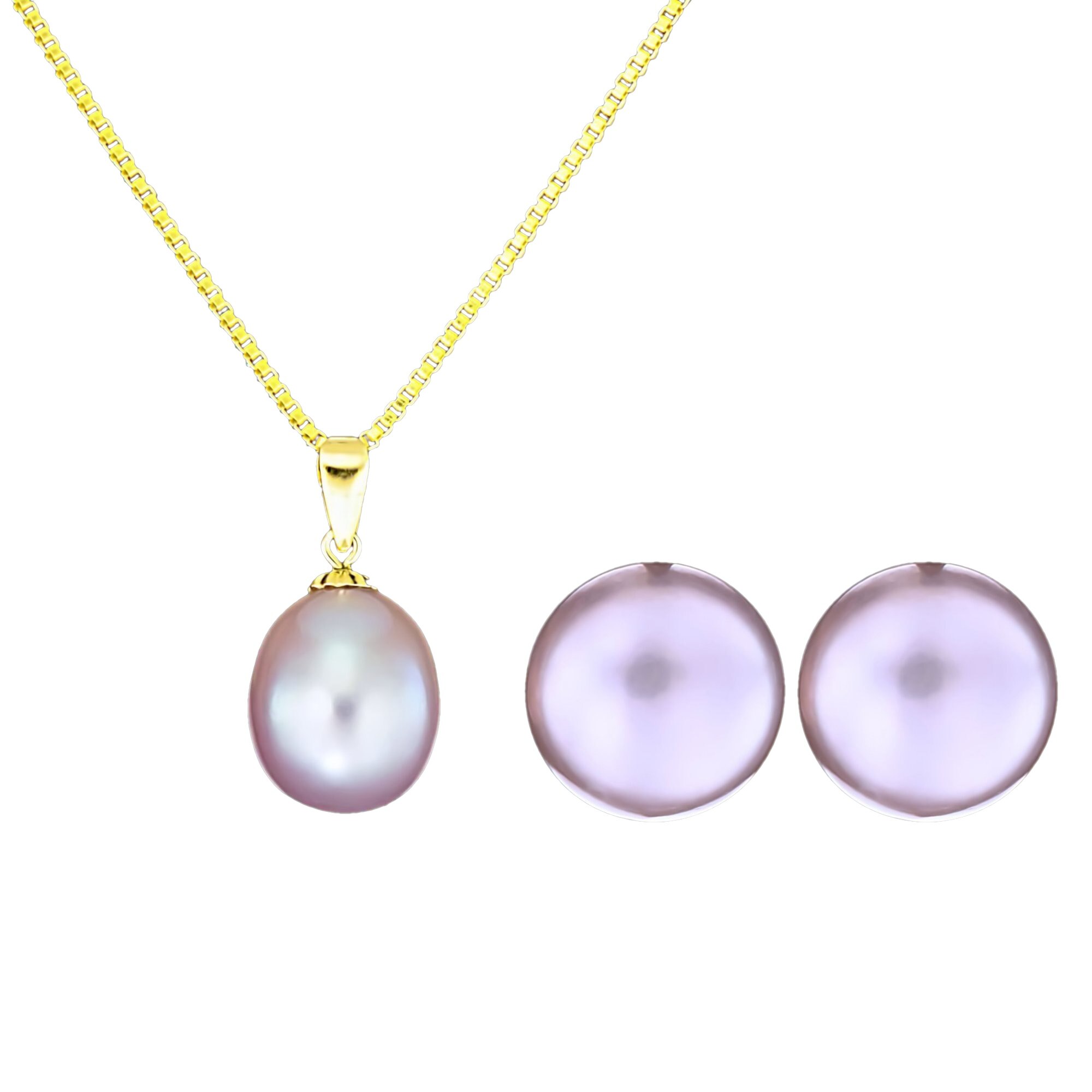 Set din Aur 18K si Perle Naturale, Ocean Breeze Purple