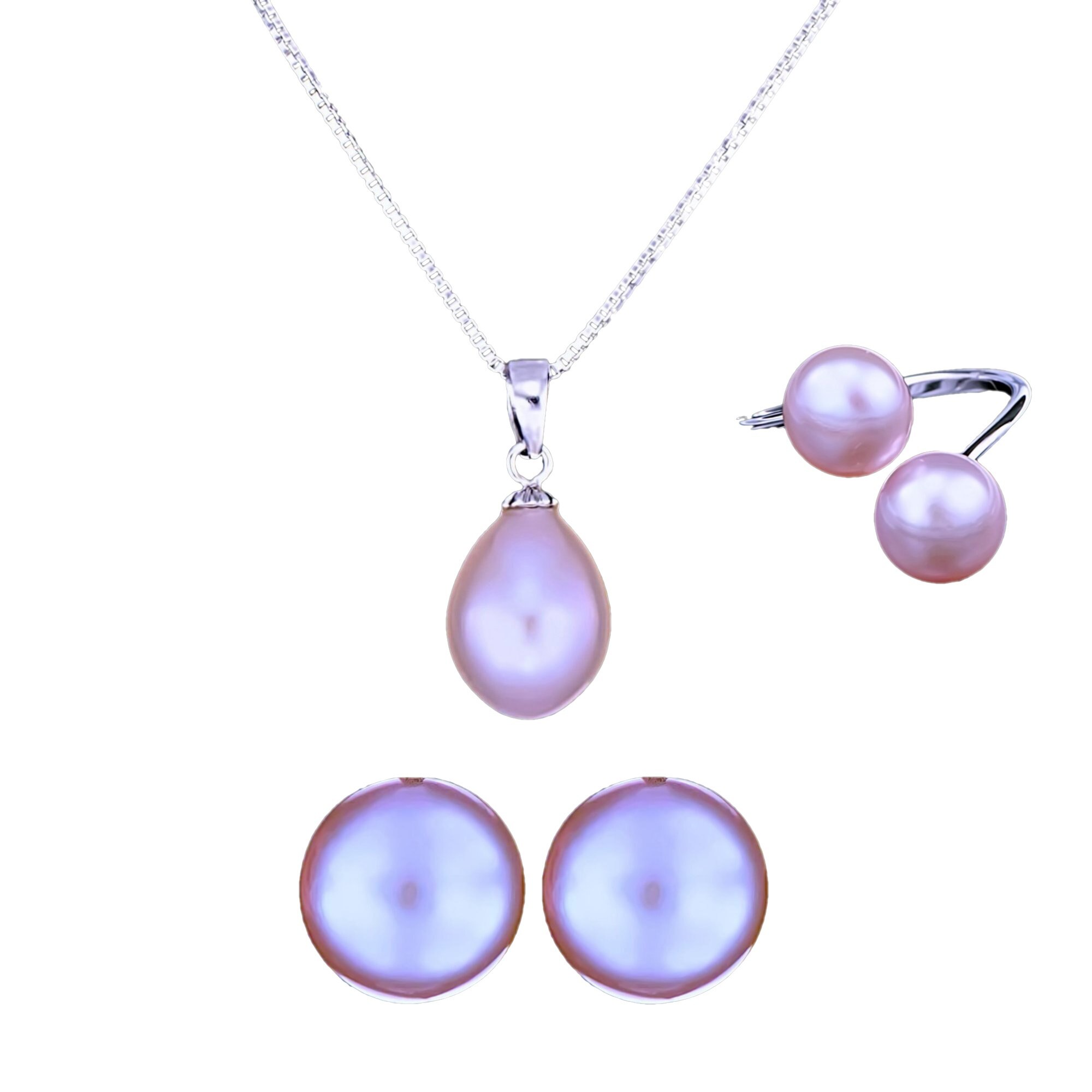 Set din Argint 925 cu Perle Naturale, Pearl Purple