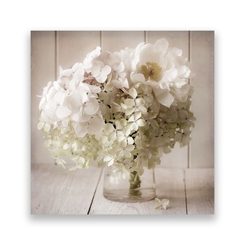 Tablou Canvas - Flori, Alb, Vasa, 100 x 100 cm Tablou Canvas - Flori, Alb, Vasa, 100 x 100 cm