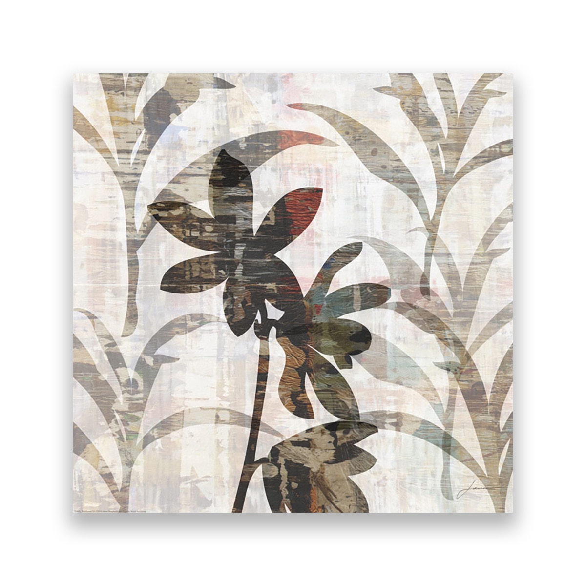 Tablou Canvas - Floral, Frunze, Umbre, Monocrom, 100 x 100 cm