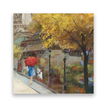 Tablou Canvas - Strada, Paris, Toamna, Eiffel, 100 x 100 cm Tablou Canvas - Strada, Paris, Toamna, Eiffel, 100 x 100 cm