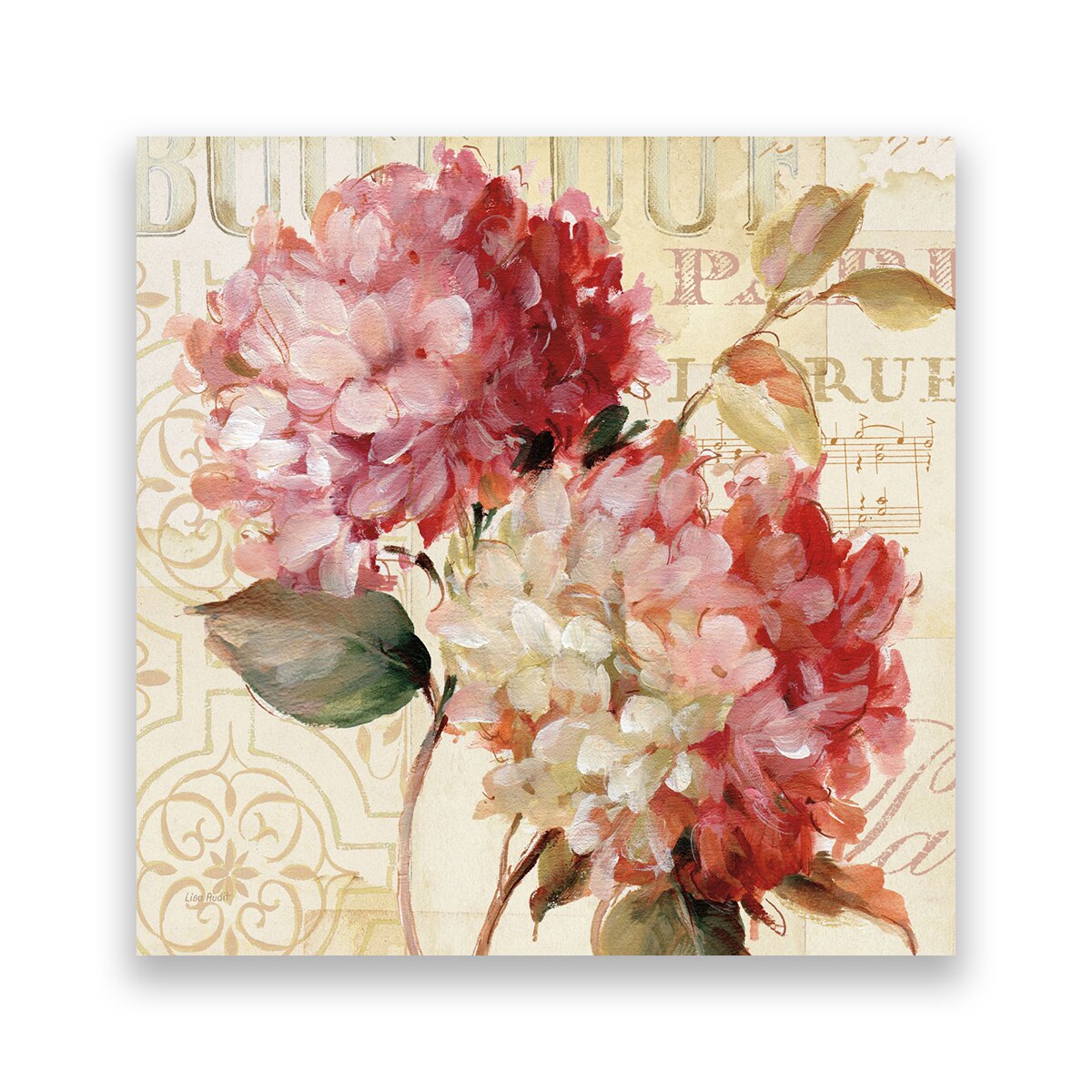 Tablou Canvas - Floarl, Bujori, Roz, Vintage, 100 x 100 cm