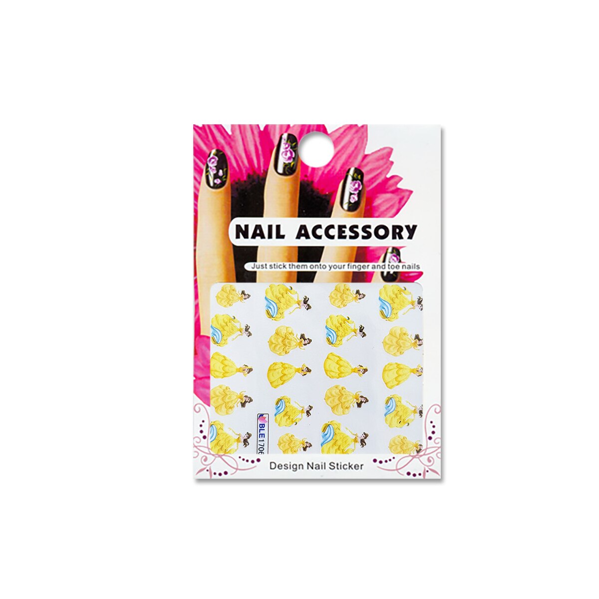 Tatuaj sticker cu efect acrilic pentru decor unghii BLE1706, MoonbasaNails, Multicolor