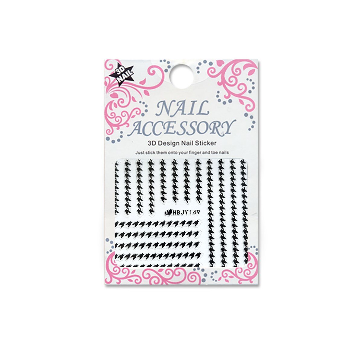 Decoratiuni cu efect acrilic 3D, MoonbasaNails, HBJY149B, Model abstract, Negru