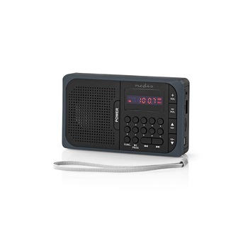 Radio portabil FM port USB si microSD 3.6W negru/gri, Nedis Radio portabil FM port USB si microSD 3.6W negru/gri, Nedis