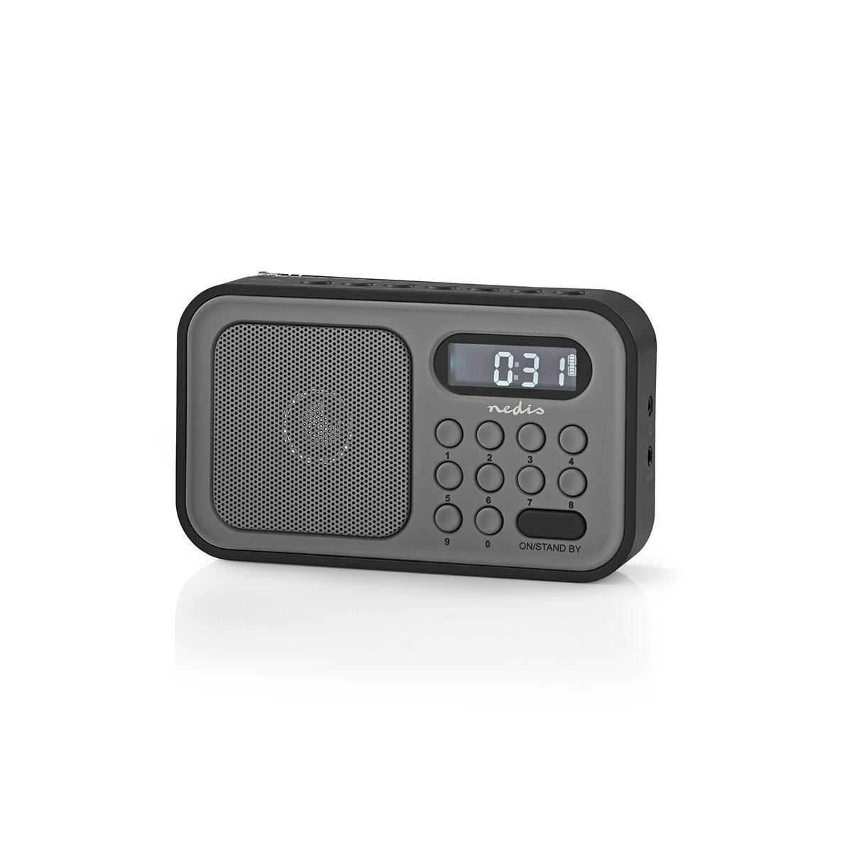 Radio portabil functie de ceas cu alarma FM 2.1W negru/gri Nedis