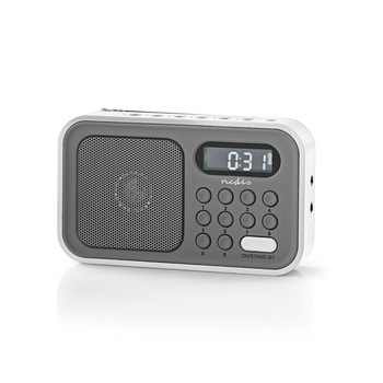 Radio portabil FM functie de ceas cu alarma 2.1W gri/alb, Nedis Radio portabil FM functie de ceas cu alarma 2.1W gri/alb, Nedis