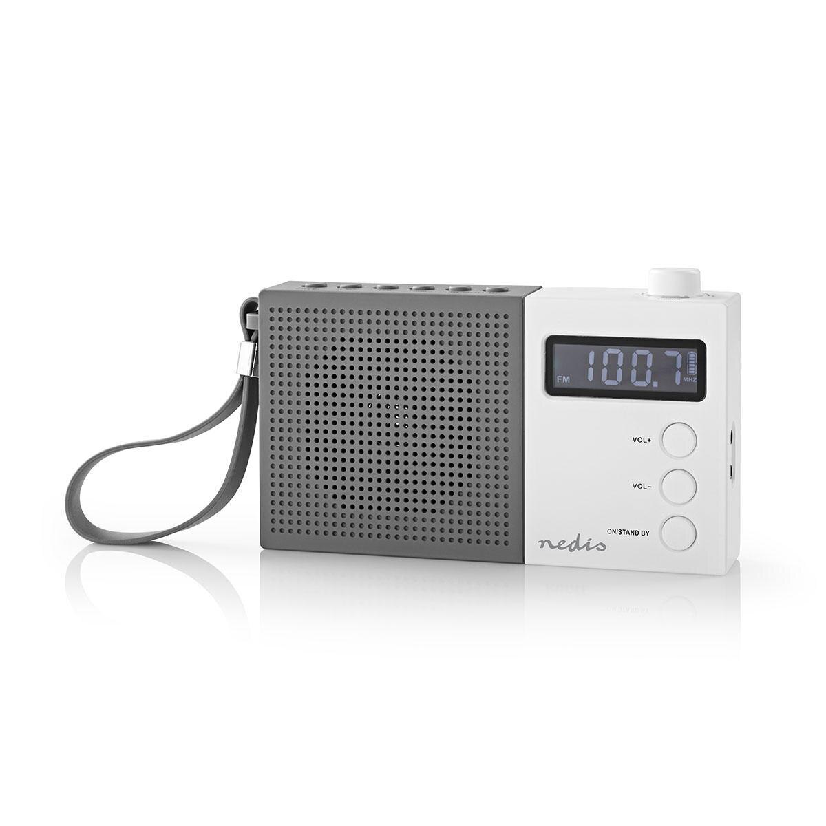 Radio portabil FM Functie de ceas cu alarma 2.1W gri/alb, Nedis
