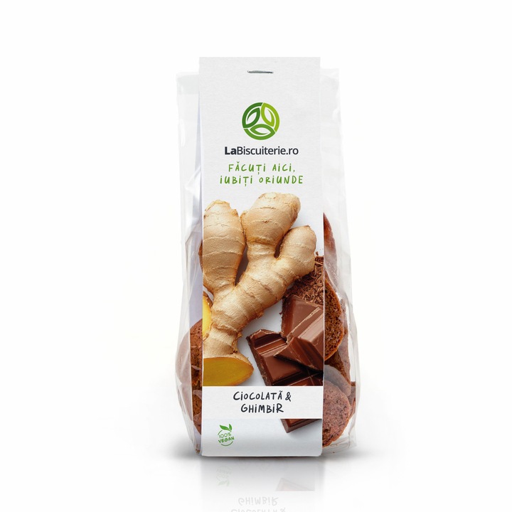 Biscuiti Vegani Fara Zahar Adaugat, cu Ciocolata si Ghimbir, 120g