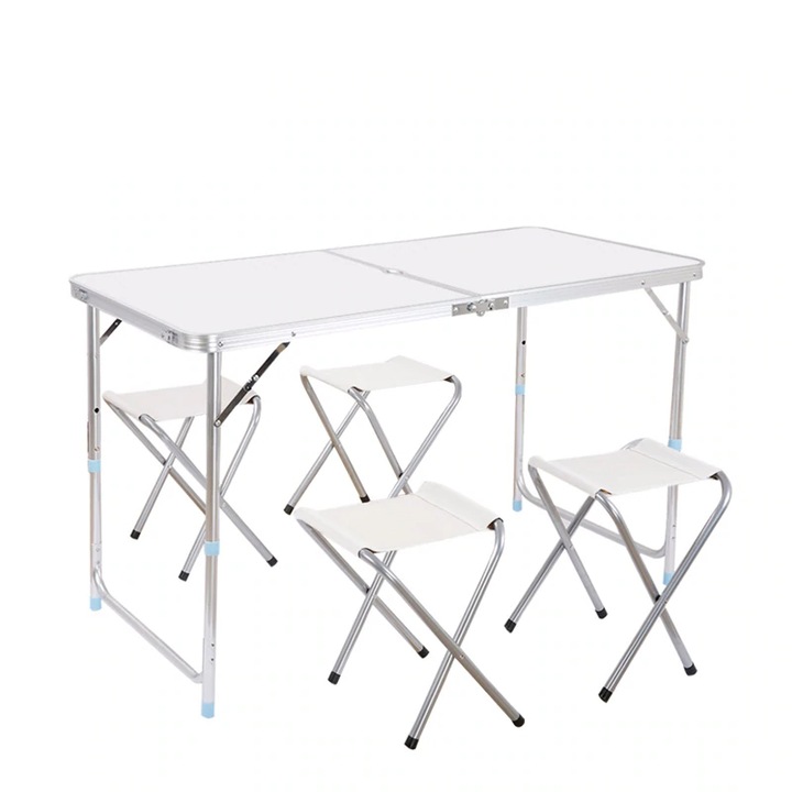 Set masa pliabila + 4 scaune Bigshot™, Aluminiu, Alb/Argintiu