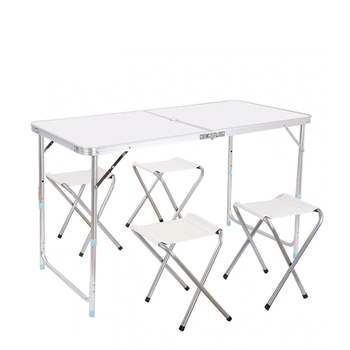 Set masa pliabila + 4 scaune Bigshot™, Aluminiu, Alb/Argintiu Set masa pliabila + 4 scaune Bigshot™, Aluminiu, Alb/Argintiu