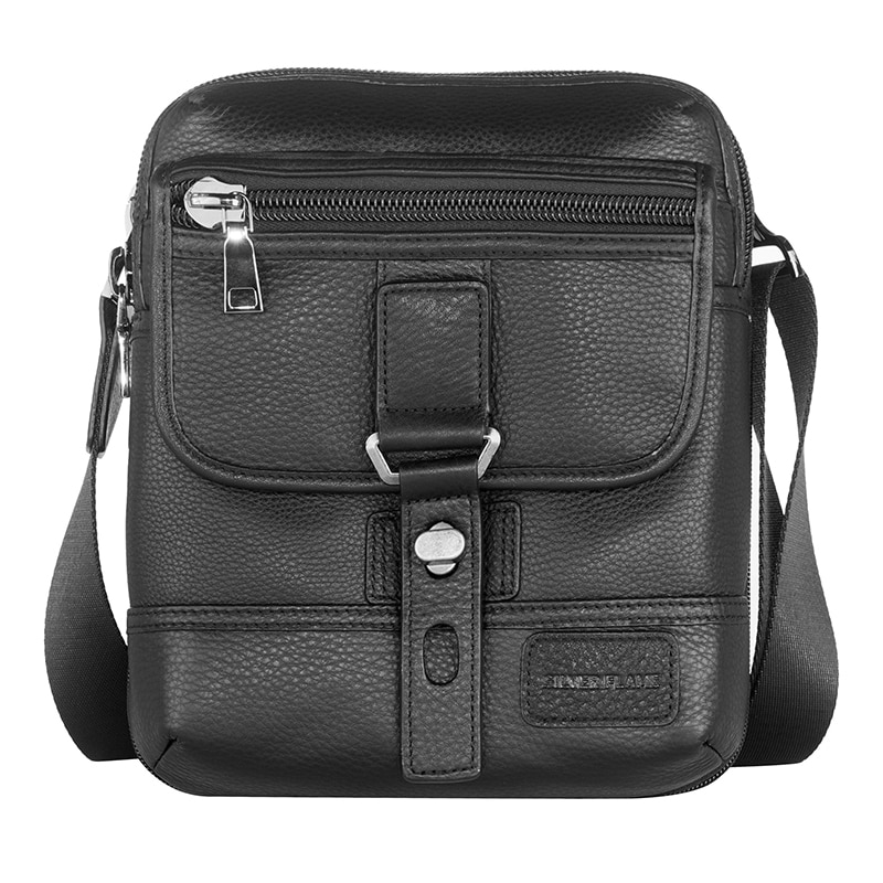 Geanta din piele naturala, Silver Flame, SFH22, Negru