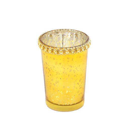 Suport lumanare, pahar cu cristale, YB0204, Sticla 8.5 cm