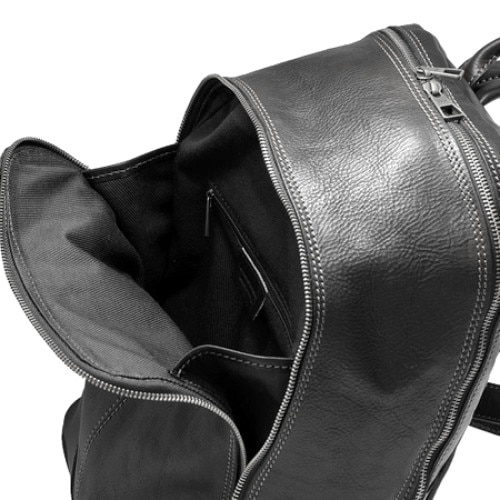 Rucsac laptop din piele naturala, negru, util land, LR114