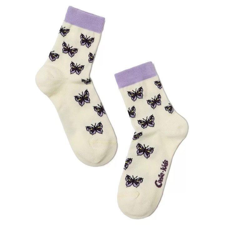 Sosete haioase din bumbac cu Fluturasi, Conte Kids Tip-Top 408, Crem