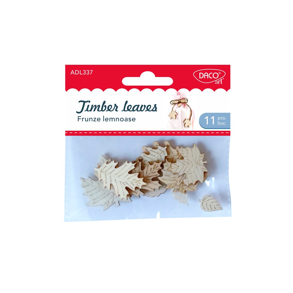 Frunze Lemnoase DACO, 11 Buc/Set, Dimensiuni Variabile, Grosime 1 mm, Natur