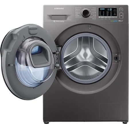 Masina de spalat Slim cu uscator Samsung WD80K52E0ZX/LE, 8 Kg spalare/5kg uscare, 1200 rpm, AddWash, Air Wash, Eco Bubble, Motor Digital Inverter, Clasa B, Inox