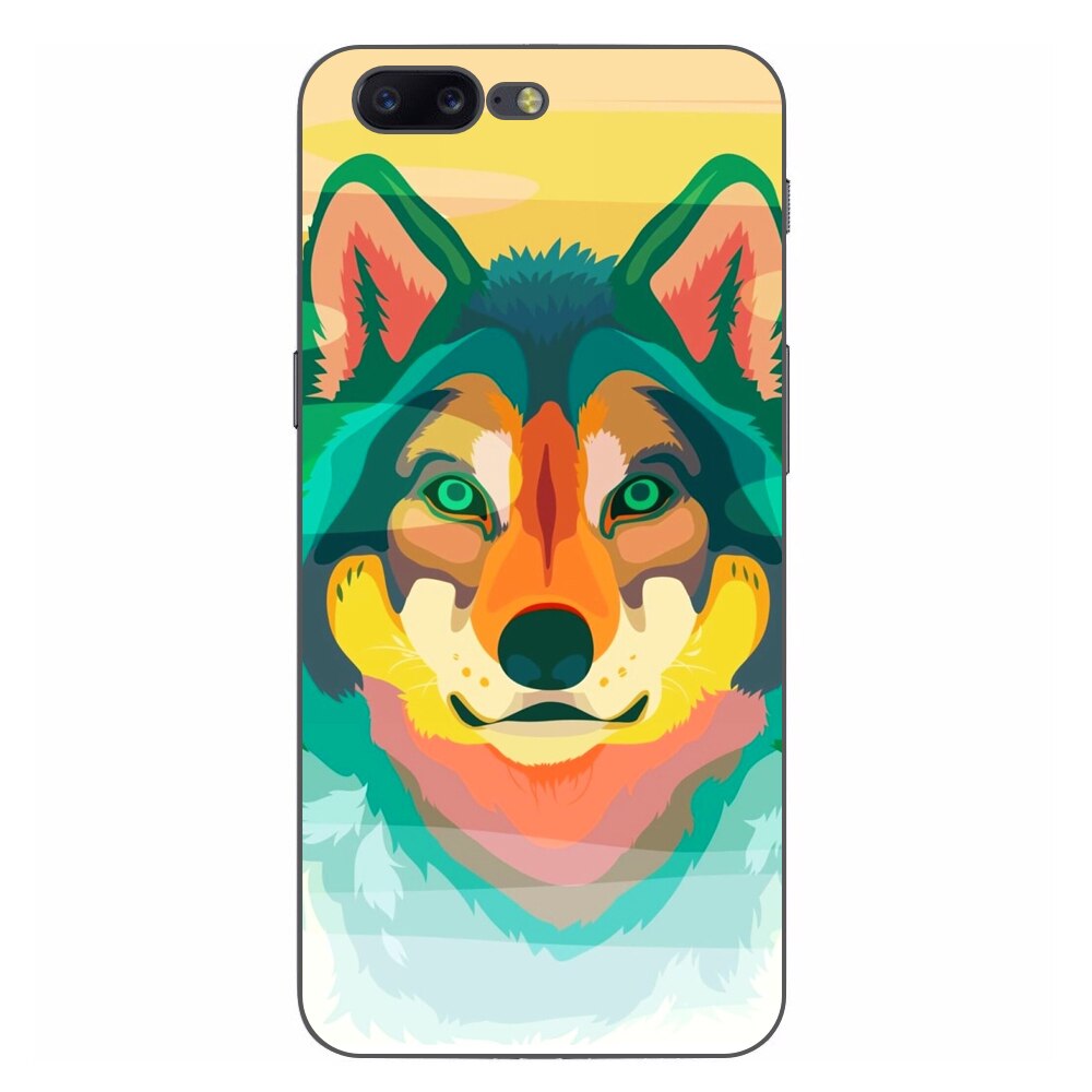 Husa OnePlus 5 Silicon Gel Tpu Model Desen Lup Multicolor