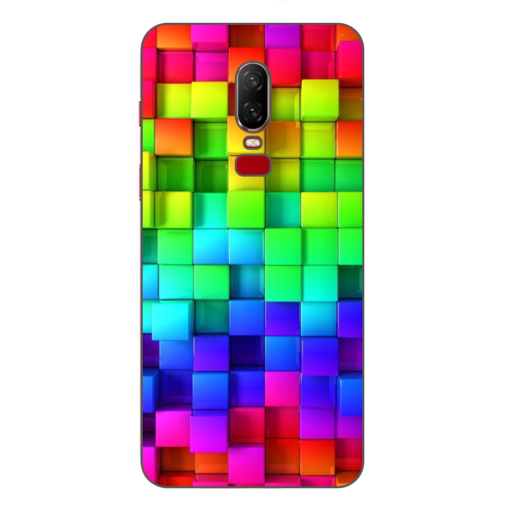 Husa OnePlus 6 Silicon Gel Tpu Model Colorful Cubes Multicolor