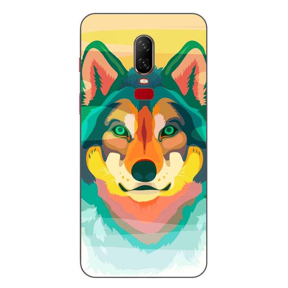 Husa OnePlus 6 Silicon Gel Tpu Model Desen Lup Multicolor